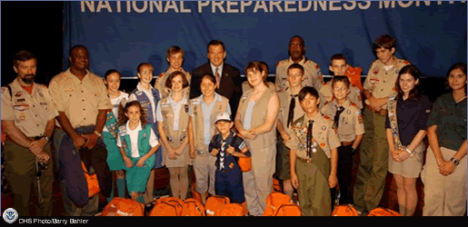 DHS Secretary Tom Ridge Together with Participants and the National Preparedness Month launch. 