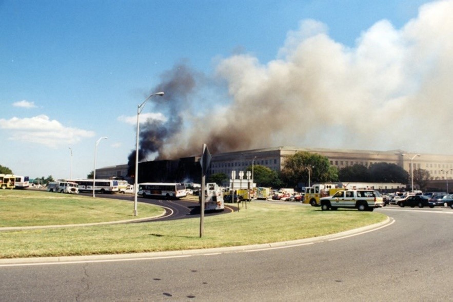 Smoke from fire coming off of the Pentagon